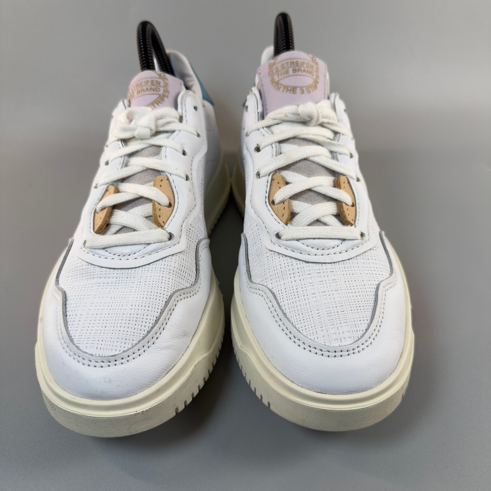 Adidas SC Premiere Women 6 Sneakers White Bone Leather Mesh Low Lace Up Shoes - Picture 3 of 16